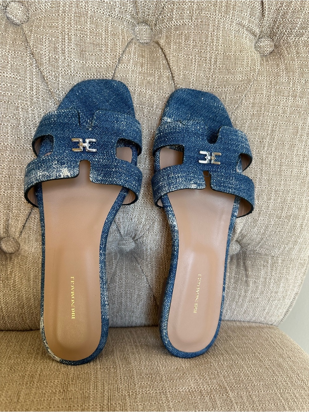 Bruno Magli Denim Slide Sandals